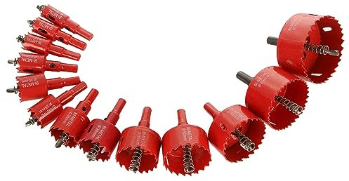 AKOLAFE Holesaw Set 13Piece Metal Hole Saw Sets 18mm to 75mm Hole Saw Drill Bit Holesaw Kit for Plastic, Wood Sheet, Plasterboard, Metal, Iron