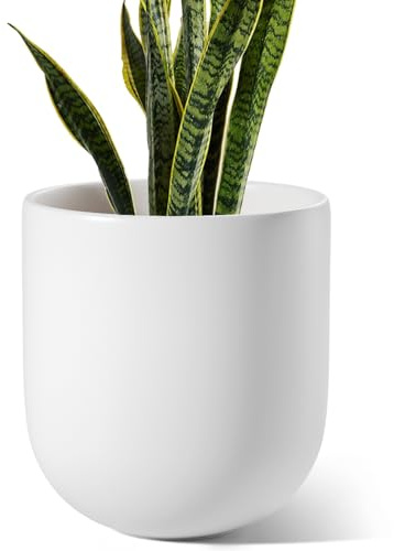 LE TAUCI Übertöpfe Keramik Gross, 25 cm Durchmesser groß Töpfe, Blumentopf für Zimmerpflanzen mit Abflussloch, Flower Planter Pots with Drainage Hole and Plug, Weiß
