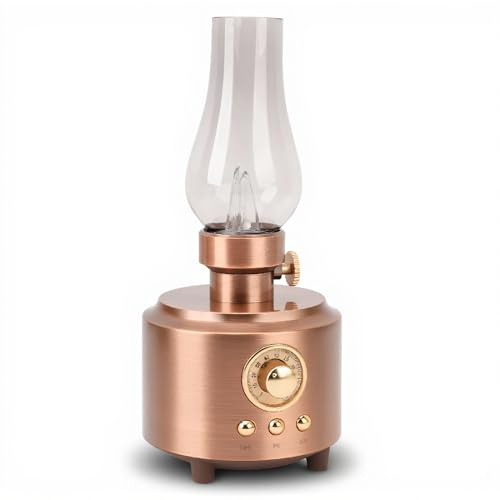 Lampada da Tavolo Vintage con Altoparlante Bluetooth, Supporto per Altoparlante Wireless, Scheda di Memoria USB, Ingresso AUX, Lampada a Olio a LED Senza Fiamma, Lampada da