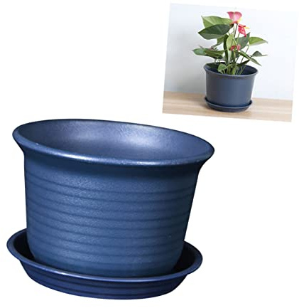 Pot de Fleurs Rond en Résine Marine, Texture Lisse et Trous de Drainage | Plantes Succulentes, Petit Format Décoratif, Usage Maison et Présents de Mariage