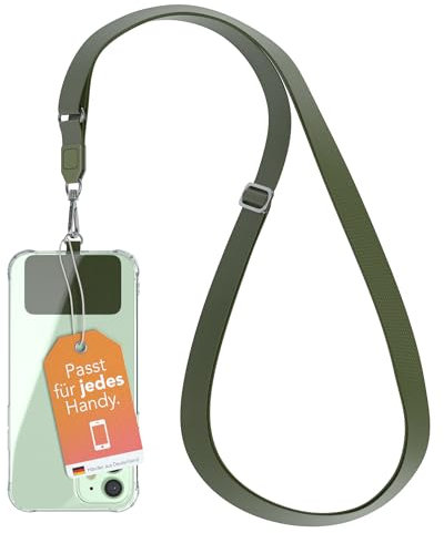 EAZY CASE catena universale per cellulare adatta a tutti gli smartphone, catena da appendere, cover con cordino, catena per smartphone da portare in giro, cinghia per cellulare, Verde