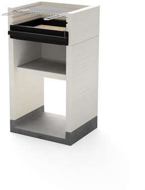 TUOZI - Einbaugrill für Holzkohle Modell VENIT FLEX (Grau/Weiß - 59 x 47 x 106 cm) REF: T00514 - Für den Außenbereich