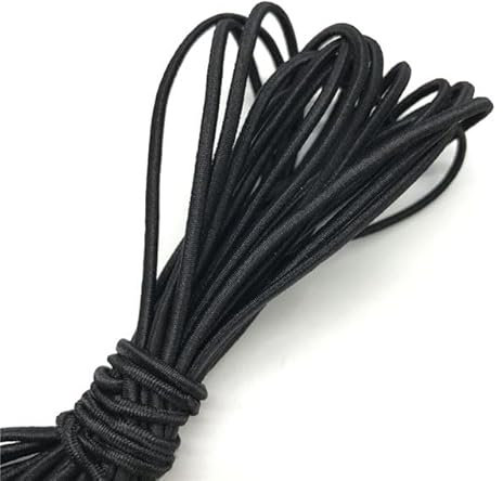 CTRSM Elástico para Coser, 10 Yardas 2mm Cuerda Redonda Colorida Tic Banda de Goma Redonda línea Tic Accesorios de Costura DIY for el hogar(Black 2mm)