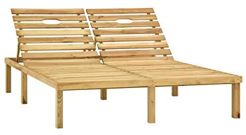 HEFZGDB Doppel-Sonnenliege Grün Imprägniertes Kiefernholz Feldbett Gartenliege Strandkorb Geeignet für Pool, Terrasse, Garten.