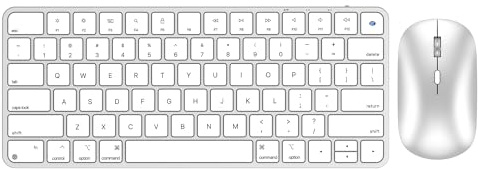 Combo de teclado y mouse Bluetooth para Mac, recargable, tamaño mini, escritura natural cómoda, 4 niveles DPI, teclado y mouse inalámbricos compatibles con Mac, iPad, iPhone, MacBook Air/Pro