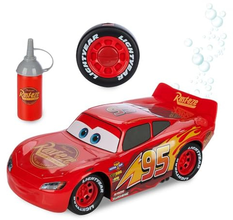 Disney Store Official Lightning McQueen Bubble-Blowing Remote Control Car - 2.4GHZ RC Cars with Bubble Fluid Refill - Toddler Boy Toys Inspired by Pixar's Cars - Light Up Fun for Little Racers
