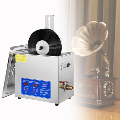 Spdazzleburst Phonograph Disc Ultrasound Washing Machine, 8 Records Vinyl Sonics Cleaner, 6L Ultrasonic Vinyl Records Cleaning Machine, for Ring, Eyeglass, Watches, Jewelry, Circuit Board