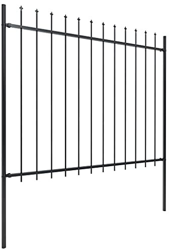 Schafzaun Sichtschutz Zaun Bauzaun Sichtschutz Hasengitter - Gartenzaun mit Speerspitzen Stahl 1,7 x 1,5 m Schwarz für Bauernhof Garten Camping Höfe