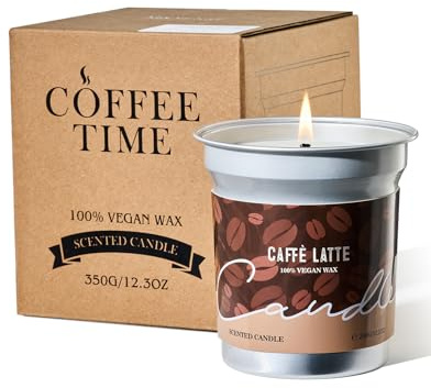 M&SENSE Duftkerzen Coffee, 350g Latte Kaffee Kerze, Herbst Kerze Brenndauer bis 73 Std. Vegan Natürliche Sojakerze, Duftkerze mit Kaffee Kaffeeliebhaber, Männer, Frauen