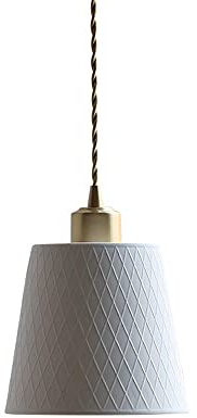 Mu Peng Lámpara de Techo, Lámpara de Techo suspendida de cerámica Japonesa Moderna con Luces LED E27, luminaria Minimalista con Malla Ajustable