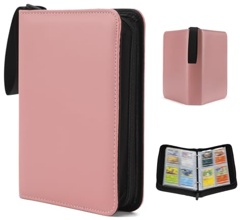 Kardition Album para Cartas, Album Cartas Capacidad para 440 Tarjetas, PU Carpeta Cromos Cremallera de 55 Páginas, Carpeta de Cartas de 4 Bolsillos Impermeable Transparente, álbum para Magic Cartas