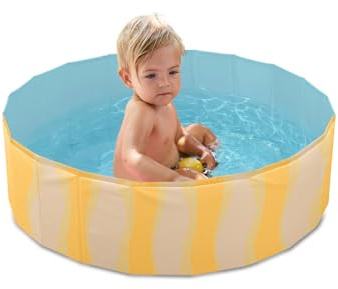 Flur Piscina Rigida per Bambini 80x20 cm in PVC, Pieghevole con Fondo Antiscivolo, Piscina da Giardino Sicura e Facile da Montare per Esterno, Fantasia Sea