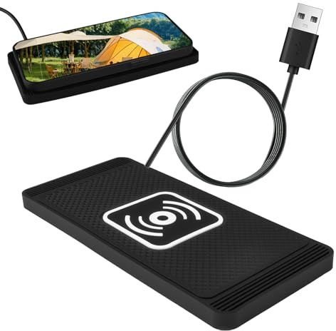 15W Tappetino di Ricarica Wireless Auto QI Caricatore Wireless Auto con Base Antiscivolo Ricarica Wireless Auto per i-Phone Samsung e Dispositivi Qi, per Auto Ufficio Casa