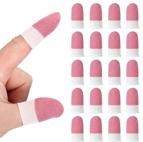 PATIKIL Protège-Doigts pour Jeu Mobile, 20 pièces de Manchons pour Pouce de Manette, Rose/Blanc