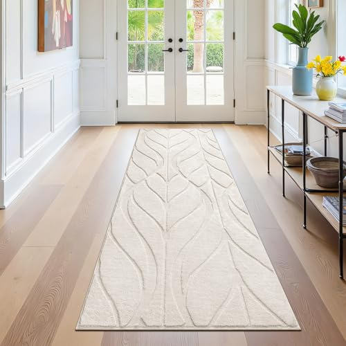 SHACOS Tappeto Corridoio Lungo 80x200 cm, Tappeti Passatoia Lavabile, Tappeto Cucina Antiscivolo Pelo Corto, Tappeti Runner per Ingresso, Cucina, Camera da Letto, Beige