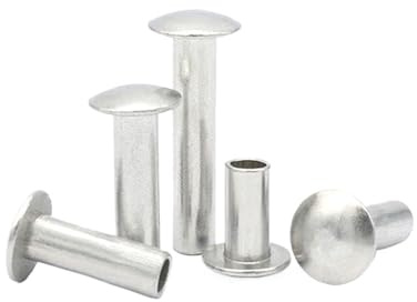 LIUCH Remache de cabeza plana redonda aluminio GB873, M2, .5, M3, M4, M5, M6, vástago semihueco, diámetro 2-6 mm, longitud tornillo 3-30, 10/50 unidades(10Pcs M5,18mm)