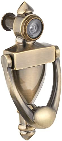 Prime-Line S 4235 Battente e spioncino per porta, costruzione pressofuso, finitura in ottone anticato (confezione singola)