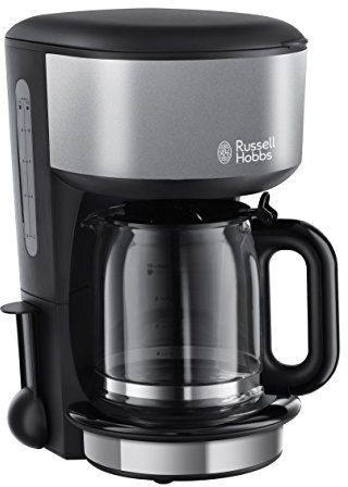 Russell Hobbs 20132-56 Colours Plus+ Storm Grey Glas-Kaffeemaschine mit Brausekopf-Technologie und Schnellheizsystem, schwarz/grau