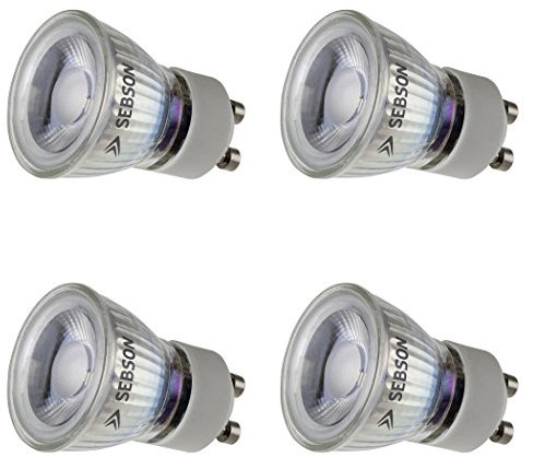 SEBSON LED Lampe GU10 warmweiß 3W 35mm Durchmesser - 4er Set - ersetzt 25W Halogen, GU10 LED Strahler 230V, 250lm, Leuchtmittel Spot 46°, Deckenstrahler ø35 x 47mm