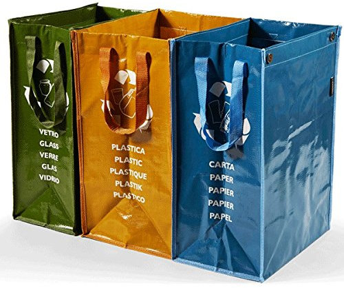 Perfetto 0468D Kit 3 Contenitori morbidi per raccolta differenziata carta, vetro, plastica