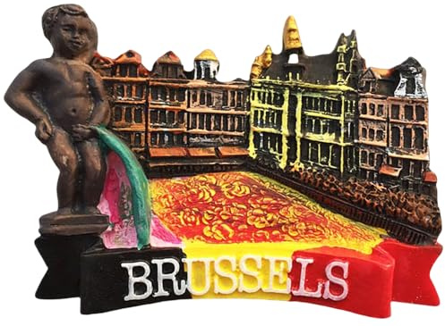 MUYU Magnet 3D-Kühlschrankmagnet, Motiv: Brüssel, Belgien, Dekoration für Zuhause und Küche, Brüssel, Belgien, Souvenir, Kühlschrankmagnet, Aufkleber, Realistisch 3D, 1 Stück, Kunststoff
