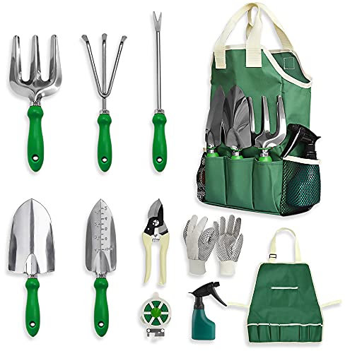 GardenHOME Gartengeräte Set – 11-teiliges Gartenset mit praktischen Werkzeugen, ideales Gartengeschenk für Frauen und Männer