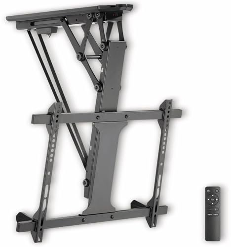 LogiLink BP0118 Elektrische TV-Deckenhalterung (32-70 Zoll) mit Fernbedienung für flache und curved Monitore auf geraden und schrägen Decken, Schwarz