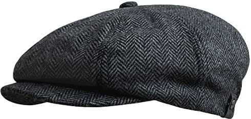 WEROR Herren Schiebermütze Flatcap Cap Mütze Fischgrät WEROR-320.1 (58-59, Anthrazit)