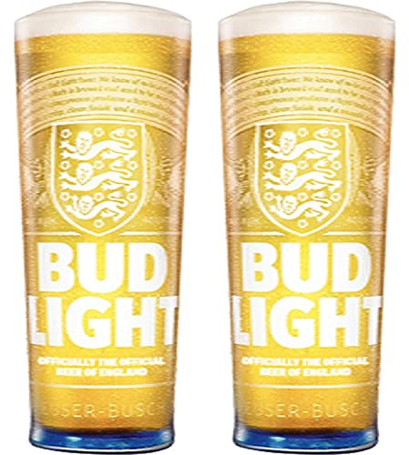The Official Bud Light Euro 2020 / 2021 England Nucleated Beer Pint Glass - Set of 2