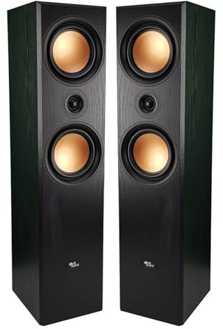 Evidence Acoustics Colonnes HiFi/Home-Cinéma EA-800-PG - 2x500W PMPO - Bass Reflex à 3 Voies - Haut-parleurs Finition cuivre