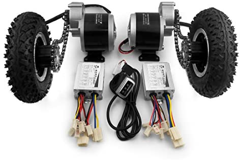 350W Dual Motor Chain Drive Cart Kit Einfaches Tragen 300kg 8 Zoll Luftrad für DIY Elektrische Zug Barrow Trolley 600lbs (36V350W Max 3kph)
