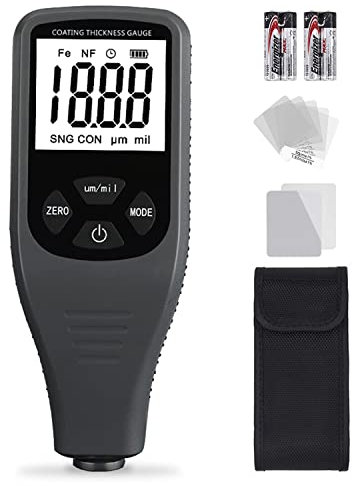 Lackmessgerät Auto Schichtdickenmessgerät Digitales Lackdickenmessgerät mit Sensor für automatische Fe-NF Messung Messbereich 0-1500um(0-59.1mil) Automotive Car Paint Depth Gauge Test LCD