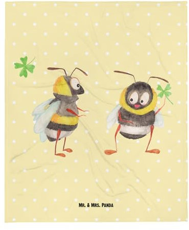 Mr. & Mrs. Panda Wolldecke Hummeln Kleeblatt - Geschenk, Gemütlich, Spruch Fröhlich, Lustige Sprüche, Dekoration, Biene, Positiv, Sofadecke, glücklich Sein, Decke, Hummel, Deko