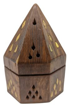 OVUNQUE PROTEGGIMI Bruciatore Incenso in Grani Realizzato in Legno di Alta Qualità con Porta Carboncino in Ottone, Porta incenso adatto per Incenso in Grani e Carboncini.