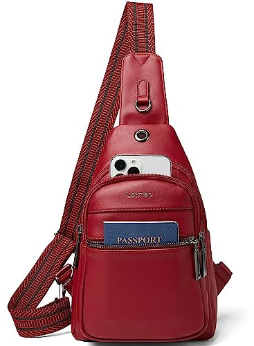 LATMAP 7L Brusttasche Damen,Sling Bag Damen Kleine Crossbody Bag PU Leder Tasche Umhängetasche Diebstahlsicher Schultertasche für Outdoor Sport