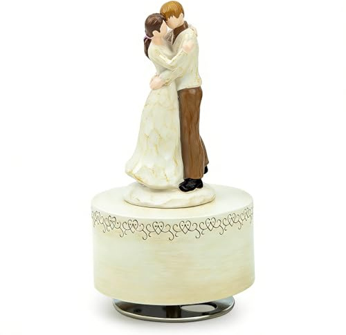 Couple Music Box Figurine, Sculpted Hand-Painted Musical Figure Gifts, Love Music Box Embracing Statue Musical Box for Wife Lovers Birthday, Anniversary, Valentine's Day, Melody Falling in Love