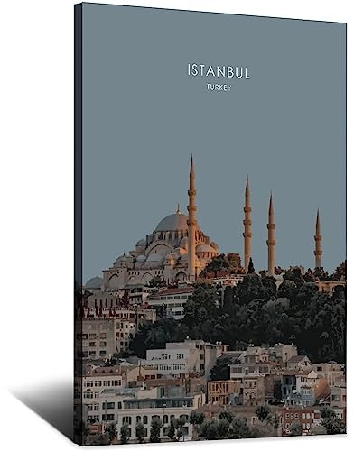 Istanbul Türkei Vintage Reiseposter Sonnenuntergang, 30 x 45 cm, Leinwanddruck für Wohnzimmer, Schlafzimmer, Wohnheim, Zuhause, Büro, Wanddekoration