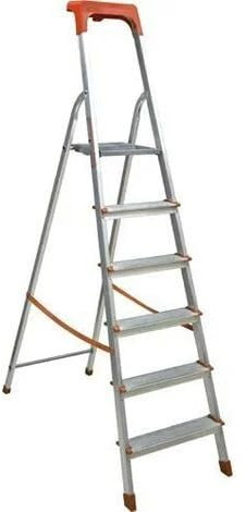 inferramenta Scala Scaletto 6 Gradini per uso professionale in Alluminio Portata 150 Kg Certificazione EN 131 Con Vano Portaoggetti