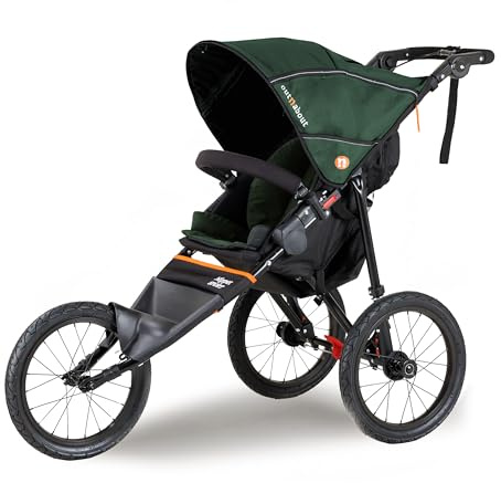 Out‘n’About Nipper Sport Running Pushchair | Lightweight All-Terrain 3 Wheel Jogging Buggy | Stroller Rain Cover Included, 16” Air-Filled Tyres, Handlebar Brake | Newborn to 4yrs (Sycamore Green)