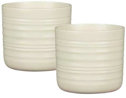 Scheurich Cottage Blumentopf 2er Set aus Keramik, Grün, Ø 16,6 cm, H 15,3 cm