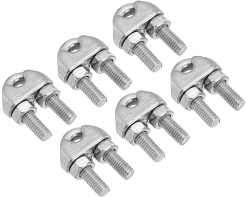 PATIKIL 1/4 / 6mm Drahtseilklemme, 6 Stück M6 304 Edelstahl U-Bügelsattelbefestigung für Rigging Geländer, Silberton