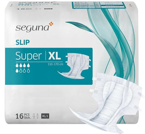 SEGUNA Slip Super, Inkontinenz Windeln für Erwachsene, Frauen, Männer, Windeln bei schwerer Blasenschwäche, Stuhlinkontinenz (XL (Beutel 16 Stück))
