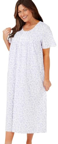 Marlon Ladies Short Sleeve MN145 Longer Length Nightie, Blue Swirl, 16-18
