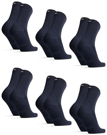 DANISH ENDURANCE Calzini Uomo Fibra di Bambù, Calze Anti-Sudore Traspiranti, Morbide e Classiche, Calze da Lavoro e Uso Quotidiano, 6 Paia, Blu Scuro, 39-42