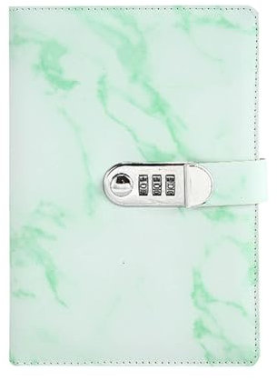 Blandoom Stationery Cards And Envelopes Set Men Creative Password Lock Journal Pu Leather Combination Lock Diary Digital Password Notebook Locking Journal Diary Home Office Desks (Green, One Size)
