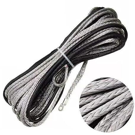 Synthetisches Windenseilkabel-Kit, 1X langlebiges 15M 5mm 10000LBS synthetisches Windenseil-Bergungskabel for Allrad-ATV-SUV-LKW-Bootswinden-Abschleppseil für 4WD Geländewagen, Truck, SUV, UTV, ATV(Gr