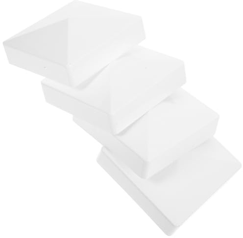 Artibetter 4 Pack Fence Post Caps Weatherproof PVC Post Covers 4.13 in Flat Top Fence Tops for Outdoor Garden Mailbox Lamp Deck Piling Protection