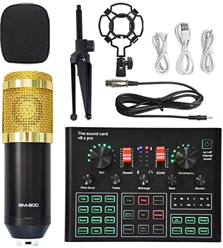 XRPOUXMTE Audio Mixer Podcast Equipment Bundle Sound Card Live Broadcast Dedicated Full Set Of V8 Live Broadcast Set Microphone Professional sound card precise