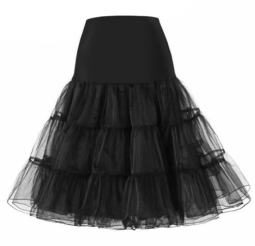 Cadimus Sottogonna da Donna Nero L, Gonne Tulle Skirt, Sottogonna Petticoat Retro