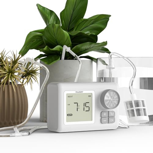 Raddy WS-6 Sistema di Irrigazione Automatica, Kit di Irrigazione a Goccia per 15 Piante in Vaso, Display LCD, Alimentazione USB, Timer di Irrigazione Automatica Festiva per Piante da Interno (WS-6)